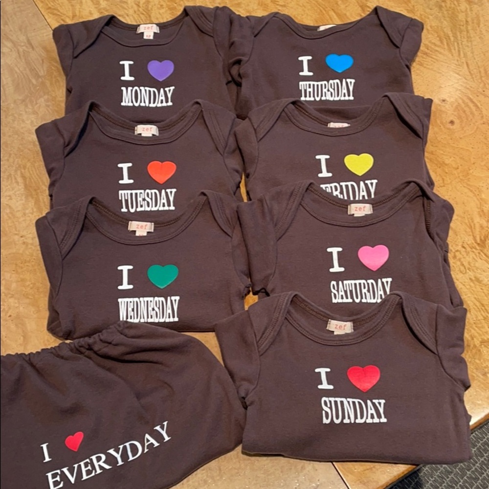 ZEF - Seven Onesies for each day of the week